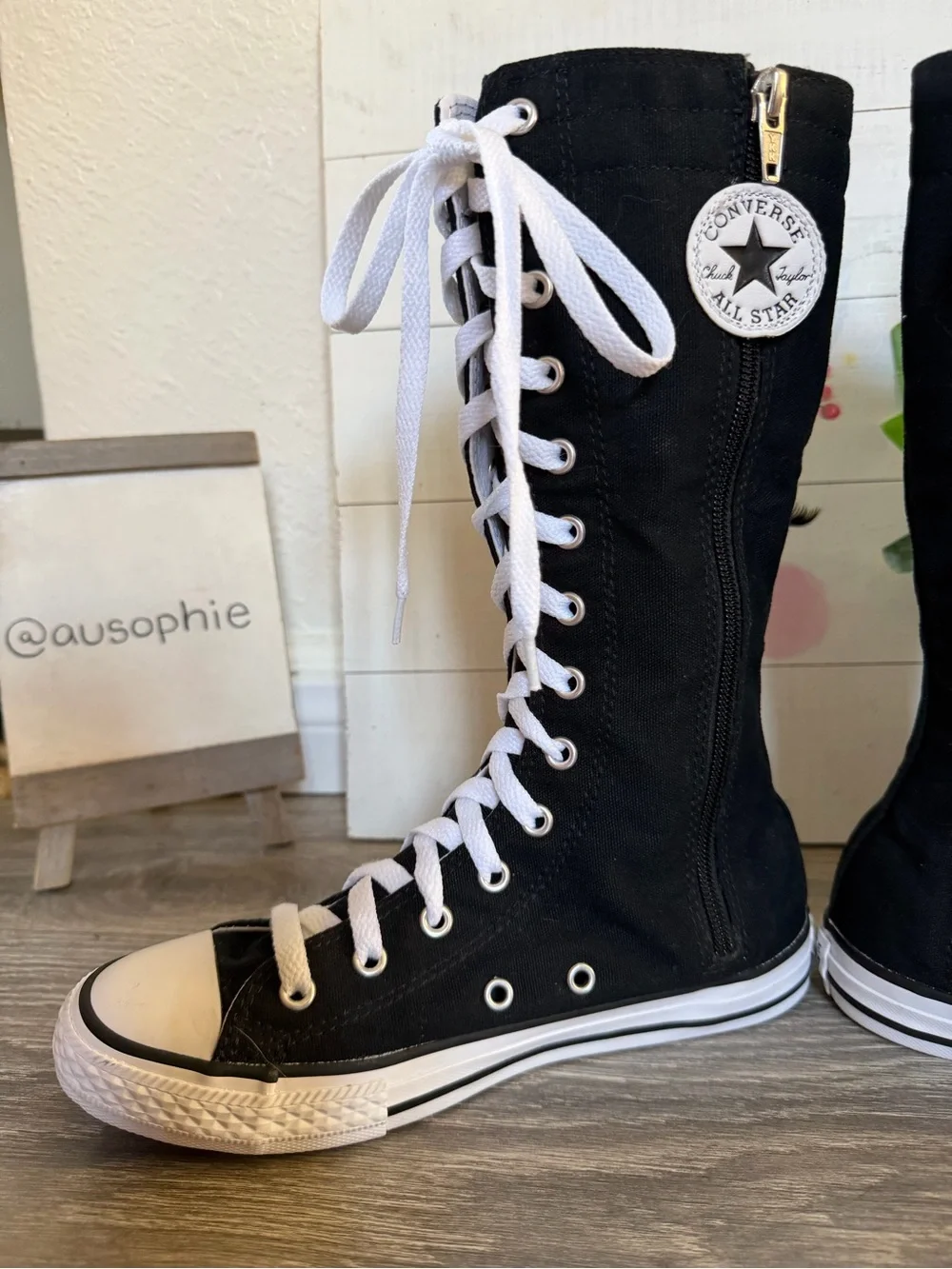 Like New Converse Chuck Taylor All Star XX Hi Knee High Black Boots Youth Size 3